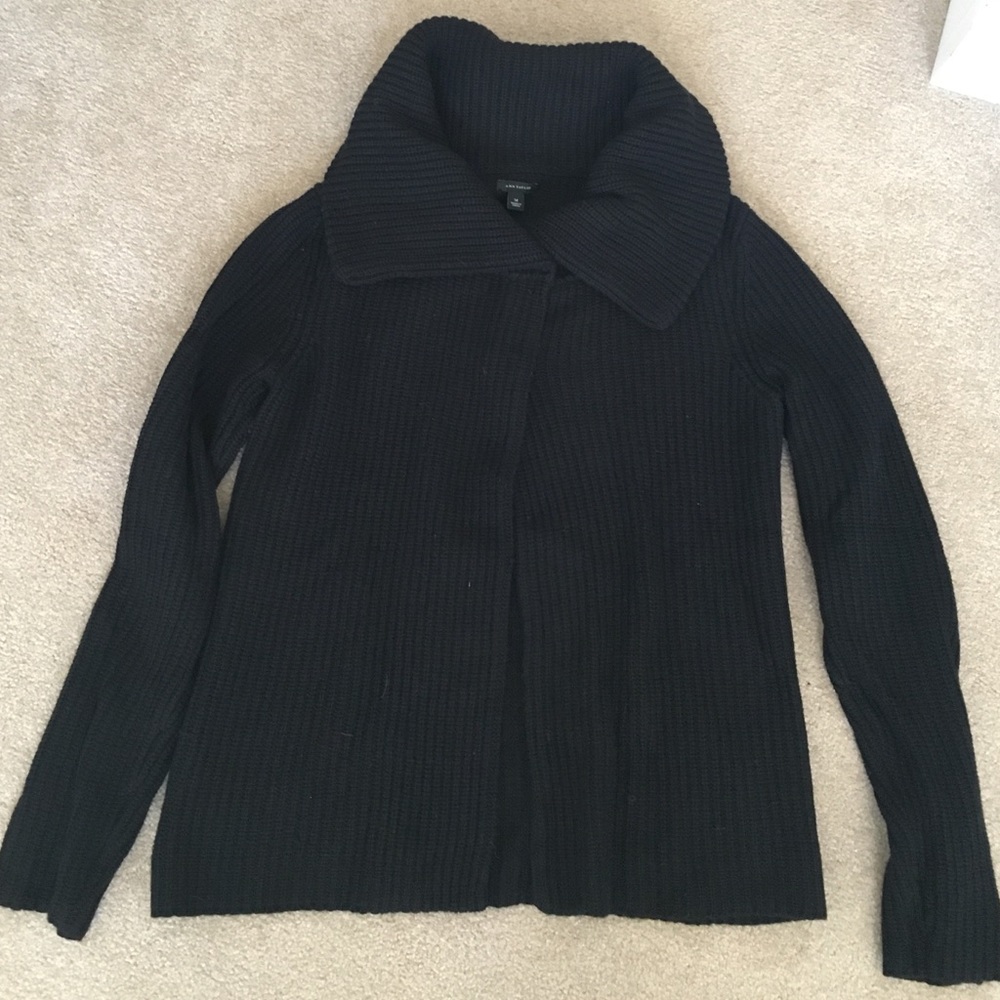 Black Ann Taylor Open Front Sweater